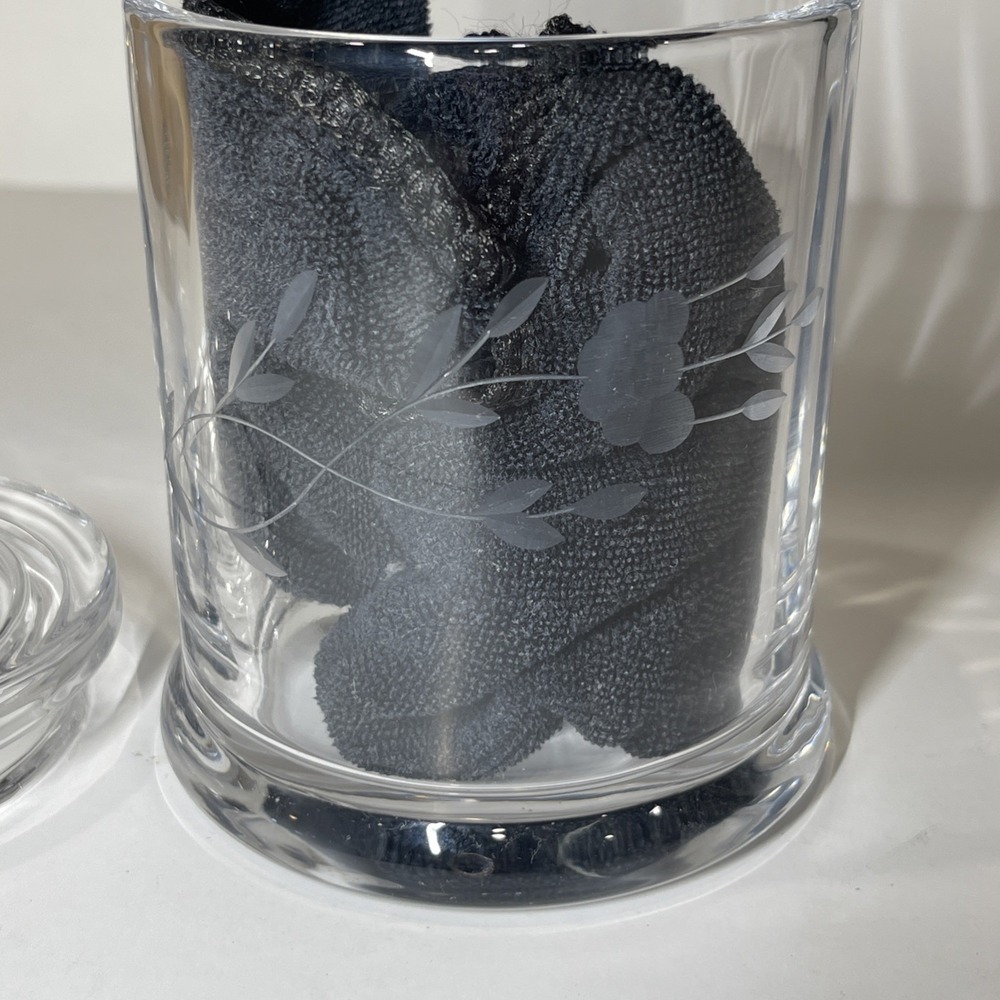 Princess House Heritage Jar Franco 1693 Clear Etched Floral - Picture 6 of 9